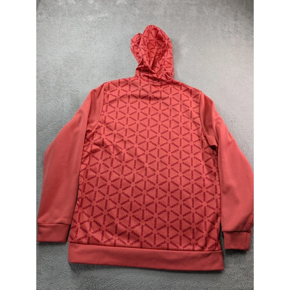 Nike Therma-FIT Mens Medium Salmon All Over Print Logo Pullover Hoodie